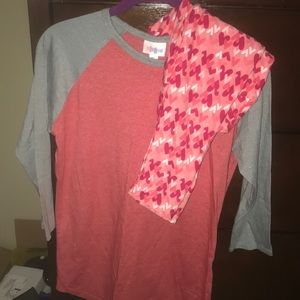 2 pairs of leggings & baseball shirt